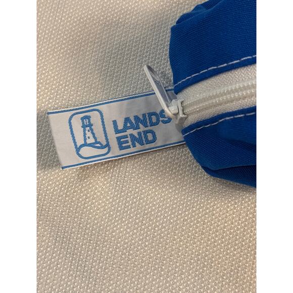 Vintage Lands’ End Blue Canvas Makeup/Toiletry Bag with White Zipper - Picture 3 of 5